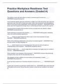 Practice Workplace Readiness Test Questions and Answers (Graded A)