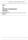 AQA AS FURTHER MATHEMATICS 7366/2M Paper 2 Mechanics Mark scheme June 2023