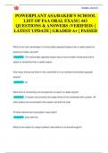 POWERPLANT ASA/BAKER'S SCHOOL  LIST OF FAA ORAL EXAM | 443  QUESTIONS & ANSWERS (VERIFIED) |  LATEST UPDATE | GRADED A+ | PASSED