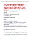 ONS Chemotherapy Immunotherapy  Certificate Exam Update 2024 ONS  Chemotherapy Immunotherapy Final  Exam Questions and Correct Answers  Rated A