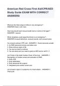 American Red Cross First Aid/CPR/AED Study Guide EXAM WITH CORRECT ANSWERS 