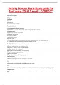 Activity Director Basic Study guide for final exam (200 Q & A) ALL CORRECT 