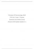 Principles Of Pharmacology (NUR 210) Unit 1 Exam 1 Practise Questions and Verified Correct Answers 2024 Update Graded A+