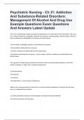 Psychiatric Nursing - Ch 31 Addiction And Substance-Related Disorders Management Of Alcohol And Drug