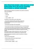 CRC PRACTICE EXAM  2024 ACTUAL EXAM QUESTIONS WITH DETAILED VERIFIED SOLUTIONS A+ GRADE ASSURED