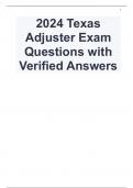 2024 Texas Adjuster Exam Questions with Verified Answers