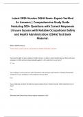 Latest 2024 Version OSHA Exam: Expert-Verified A+ Answers | Comprehensive Study Guide Featuring 500+ Questions with Correct Responses | Ensure Success with Reliable Occupational Safety and Health Administration (OSHA) Test Bank Material.