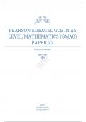 PEARSON EDEXCEL  AS LEVEL MATHEMATICS  PAPER 22 QUESTION PAPER JUNE 2023