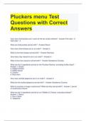 Pluckers menu Test Questions with Correct Answers