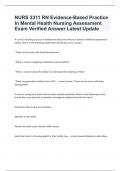 NURS 3311 RN Evidence-Based Practice In Mental Health Nursing Assessment Exam Verified Answer latest update 