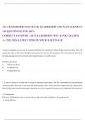 ATI LEADERSHIP TEST BANK LEADERSHIP AND MANAGEMENT  140 QUESTIONS AND 100% CORRECT ANSWERS / ATI LEADERSHIP TEST BANK GRADED A+ 2023/2024 LATEST UPDATE WITH RATIONALE