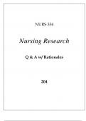 NURS 334 NURSING RESEARCH EXAM Q & A WITH RATIONALES 2024.