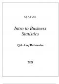 STAT 201 INTRO TO BUSINESS STATISTICS EXAM Q & A WITH RATIONALES 2024