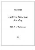 NURS 325 CRITICAL ISSUES IN NURSING EXAM Q & A WITH RATIONALES 2024.