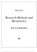 RSCH 503 RESEARCH METHODS AND BIOSTATISTICS EXAM Q & A WITH RATIONALES,