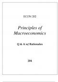 ECON 202 PRINCIPLES OF MACROECONOMICS EXAM Q & A WITH RATIONALES 2024.