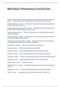 NHA Basic Phlebotomy-Final Review Questions and Answers Graded A+