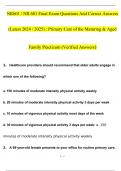 NR601 / NR 601 Final Exam Qs & Ans (Latest 2024 / 2025) : Primary Care of the Maturing & Aged Family Practicum (Verified Answers)