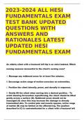 HESI FUNDAMENTALS TEST BANK 2023 UPDATED EXAM QUESTIONS AND ANSWERS