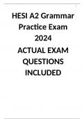 HESI A2 Grammar Practice Exam 2024 ACTUAL EXAM QUESTIONS INCLUDED