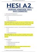 HESI A2 (NURSING ADMISSION TEST) 2023 CHEMISTRY A+