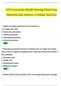 ATI Community Health Nursing Final Exam  Questions and Answers 2024 / 2025 | 100% Verified Answers