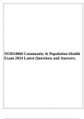 NURS4060 Community & Population Health Exam 2024 Latest Questions and Answers.