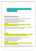 NUR 2513 Final Exam :Maternal  Child Nursing Maternal Child Final Exam