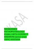 RASMUSSEN  PATHOPHYSIOLOGY  EXAM 2 WITH CORRECT  ANSWERS [actual exam  100%] 20232024