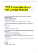 CWB 1 Exam Questions with Correct Answers