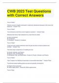 CWB 2023 Test Questions with Correct Answers