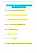 Cell Cycle - Grade 11 Questions with Complete Solutions