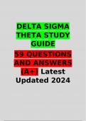 DELTA SIGMA THETA STUDY GUIDE 59 QUESTIONS AND ANSWERS (A+) Latest Updated