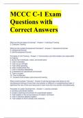 MCCC C-1 Exam Questions with Correct Answers