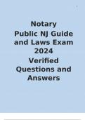 Notary Public NJ Guide and Laws Exam 2024 Verified Questions and Answers