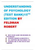 UNDERSTANDING  OF PSYCHOLOGY  (TEST BANK)15TH EDITION BY FELDMAN  ROBERT