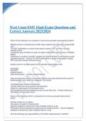 West Coast EMT Final Exam Questions and Correct Answers 2023/2024