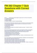 FIN 582 Chapter 7 Quiz Questions with Correct Answers