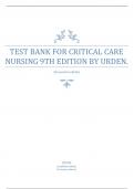 Test Bank for Critical Care Nursing 9th Edition by Urden 2024