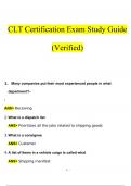 CLT Certification Exam Study Guide Questions and Answers 2024 / 2025 | 100% Verified Answers