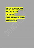 DSC1520 EXAM PACK 2023 LATEST QUESTIONS AND ANSWERS 