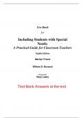 Test Bank For Including Students with Special Needs A Practical Guide for Classroom Teachers 8th Edition By Marilyn Friend, William Bursuck (All Chapters, 100% Original Verified, A+ Grade) 