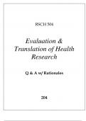 RSCH 504 EVALUATION & TRANSLATION OF HEALTH RESEARCH EXAM Q & A 