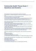 Community Health Theory Exam 1 Questions and Answers