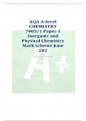 AQA A-level CHEMISTRY 7405/1 Paper 1 Inorganic and Physical Chemistry Mark scheme June 202