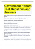 Government Honors Test Questions and Answers