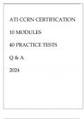 ATI CCRN CERTIFICATION 10 MODULES 40 PRACTICE TESTS Q & A 2024