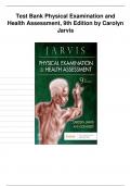 Test Bank For Physical Examination and Health Assessment , 9th Edition By Carolyn Jarvis,  Ann L. Eckhardt Graded A+, All Chapters[1-32] LATEST