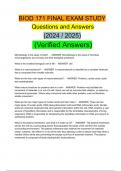 BIOD 171 FINAL EXAM STUDY Questions and Answers (2024 / 2025)