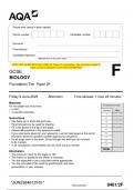 AQA 2023 GCSE BIOLOGY 8461 Paper 1 & 2 Foundation Tier Question Papers & Mark schemes